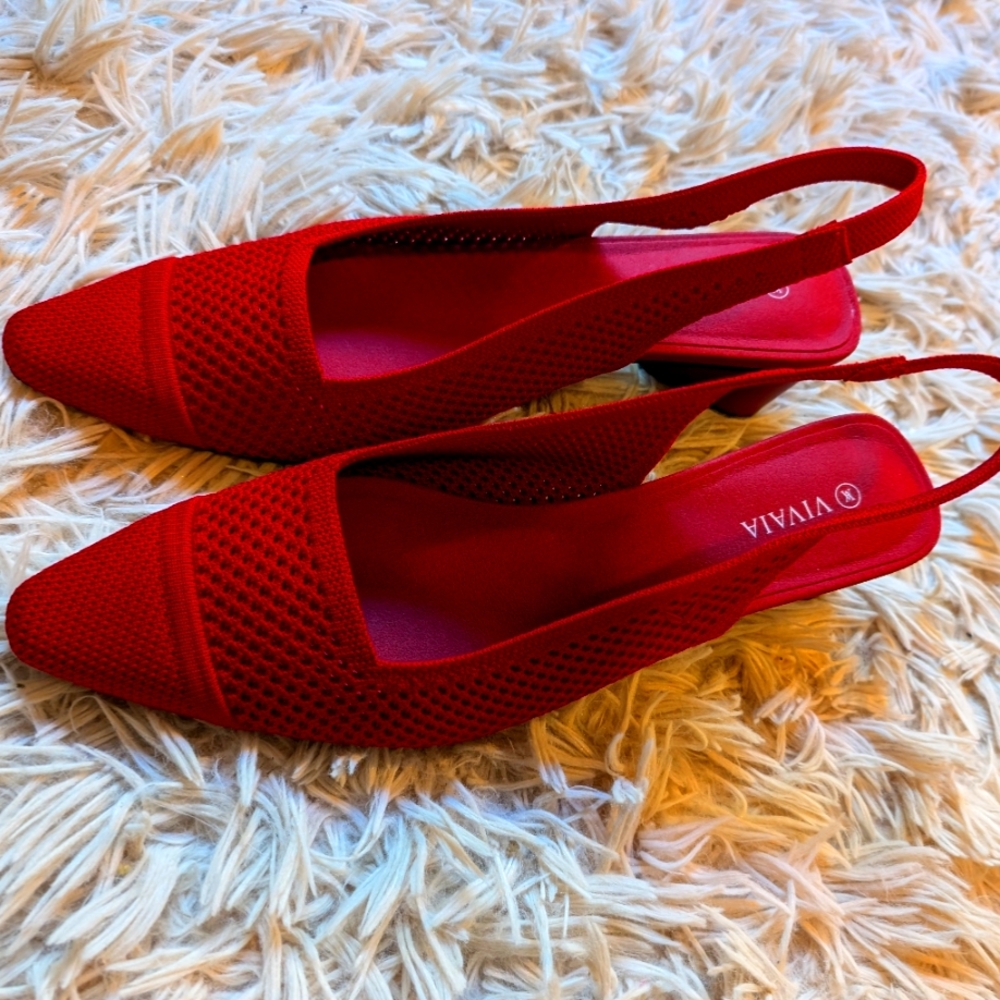 New Vivaia Pointed Toe Slingback Sandals/Heels Ruby Red